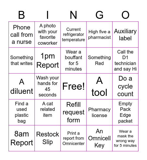 Pharmacy Week Scavenger Hunt Bingo! Bingo Card