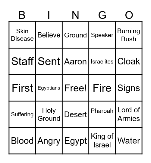 Moses Bingo Card