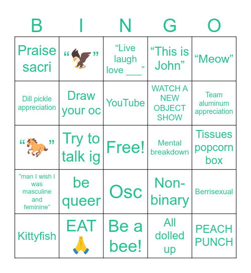 me-core Bingo Card