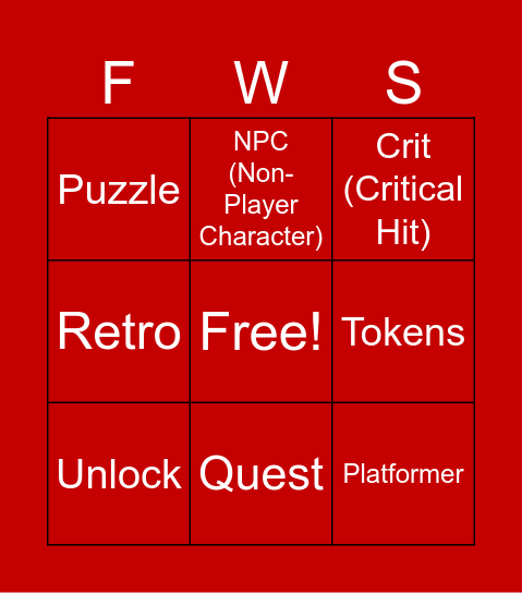 Videogames Bingo Card