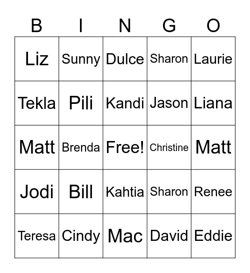 Returns Team Trivia Bingo Card