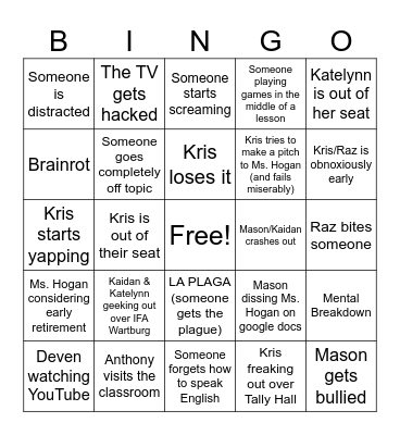 AM Video Production quatro Bingo Card