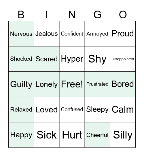 Emotions Bingo Card