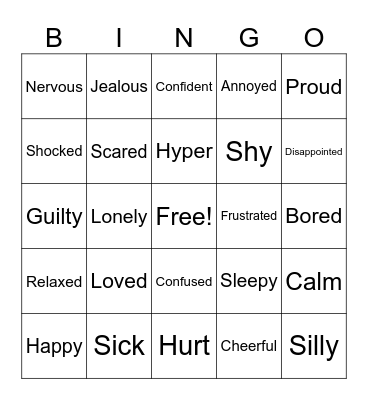 Emotions Bingo Card