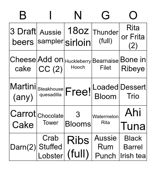 Dingo Bingo! Bingo Card