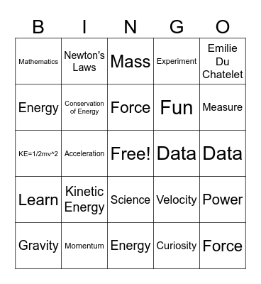 Physics Bingo Card