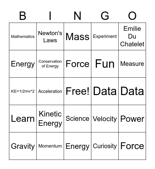 Physics Bingo Card