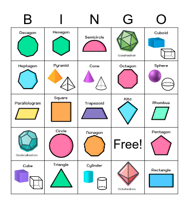 Geometric Shapes Bingo Card