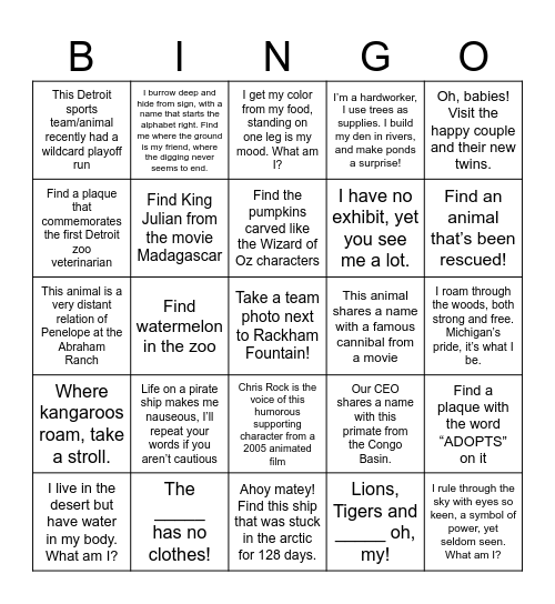 Michigan Humane All Staff Bingo Card