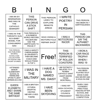 ICE BREAKER Bingo Card