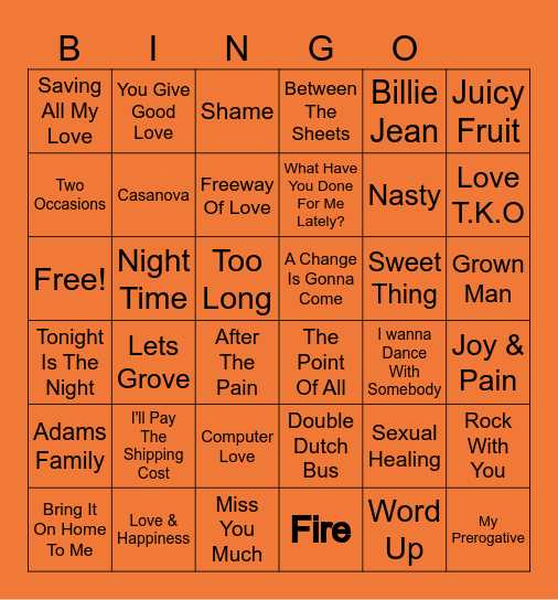 Memory Lane Hits! Bingo Card