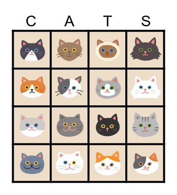 Cat Bingo Card