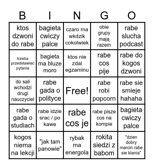 bingo rabe Bingo Card