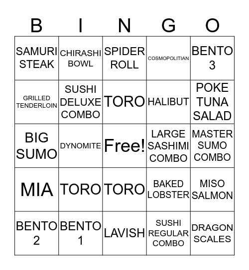 B I N G O Bingo Card