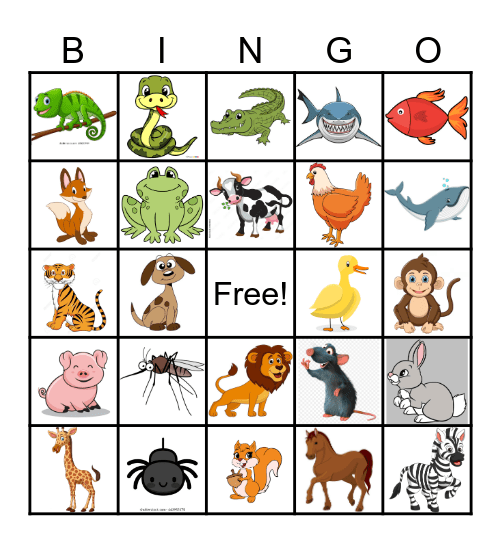 ASL: Animals! Bingo Card