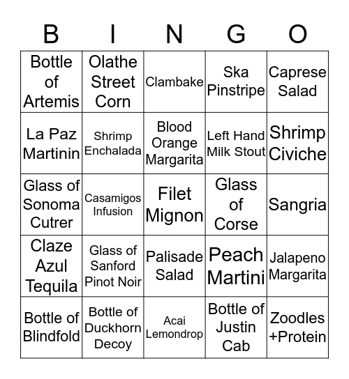 Chimayo Stone Fired Kitchen Bingo Card