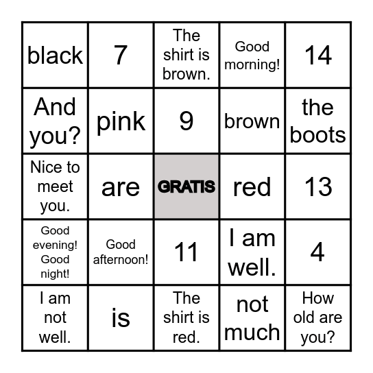 5th/6th Grade- Quarter 1 Bingo- 24/25 Bingo Card