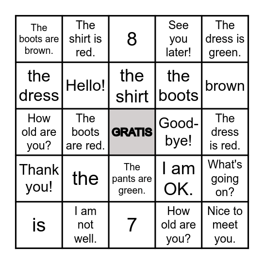 5th/6th Grade- Quarter 1 Bingo- 24/25 Bingo Card