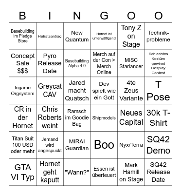 CitizenCon 2954 Bingo Card