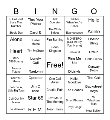 Call It Bingo Card
