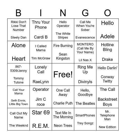 Call It Bingo Card