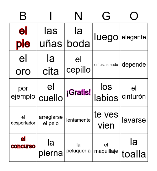 La rutina diaria Bingo Card