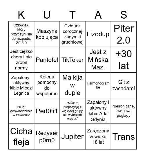 ZAJARANE BINGO MODERATORÓW Bingo Card