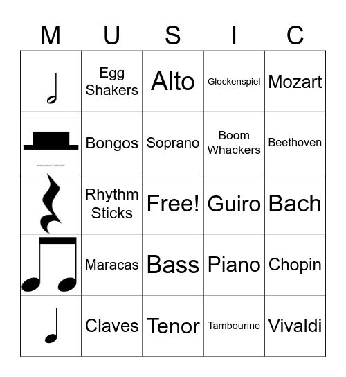 Music Bingo #1 Bingo Card