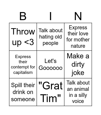 Juno Guesses Bingo Card