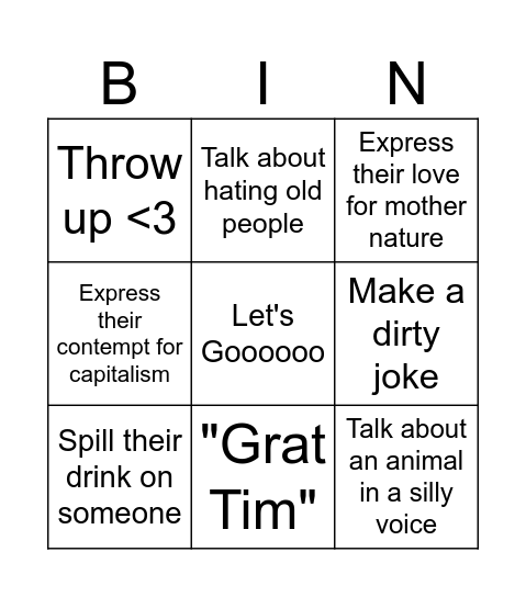 Juno Guesses Bingo Card