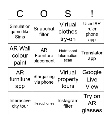 Parallel World Bingo- COS23! Bingo Card