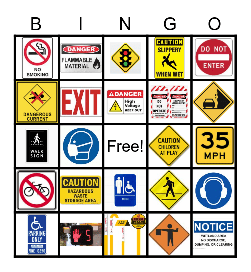 Safety Signs Bingo Card