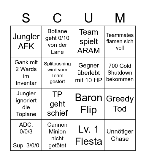 League of Legends - Ranked Edition Bingo Card