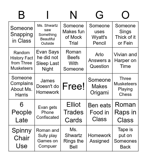 Science Bingo Card