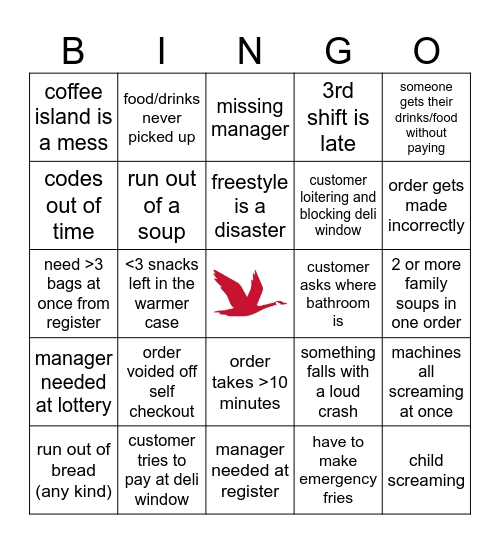 Wawa Bingo Card