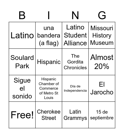 2024 Hispanic Heritage Month Bingo Card