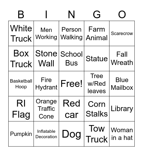 Fall BT BINGO Card