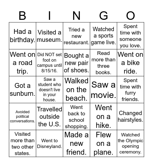 BINGO! Bingo Card