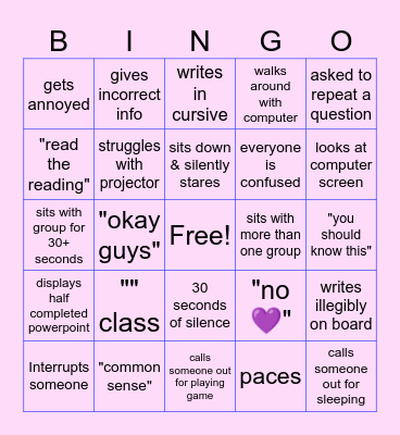Rusatation pt 2 Bingo Card