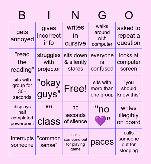 Rusatation pt 2 Bingo Card