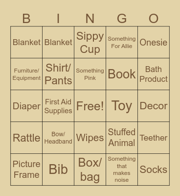 CUTIE PIE BINGO Card