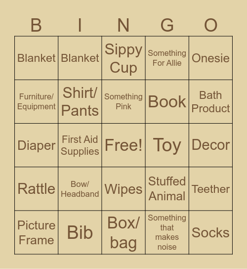 CUTIE PIE BINGO Card