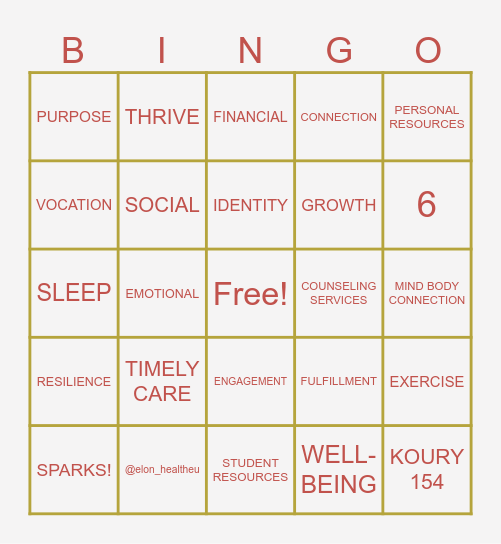 Healthy Me, HealthEU! Bingo Card