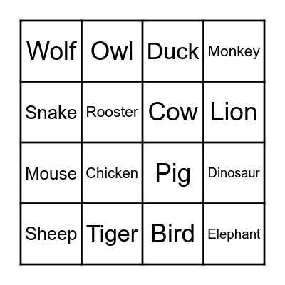 Guess the Animal Sound! Bingo Card