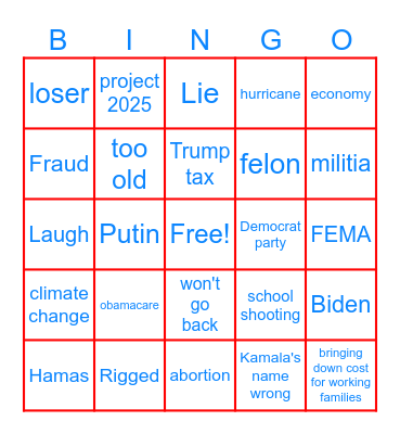 Kamala Fox News Interview Bingo Card