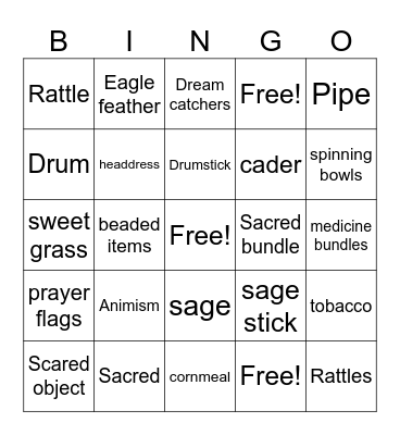 Sacred items Bingo Card