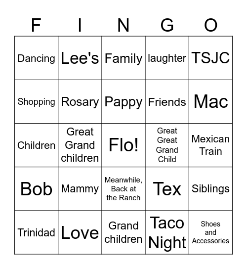 90th Birthday FLINGO Bingo Card