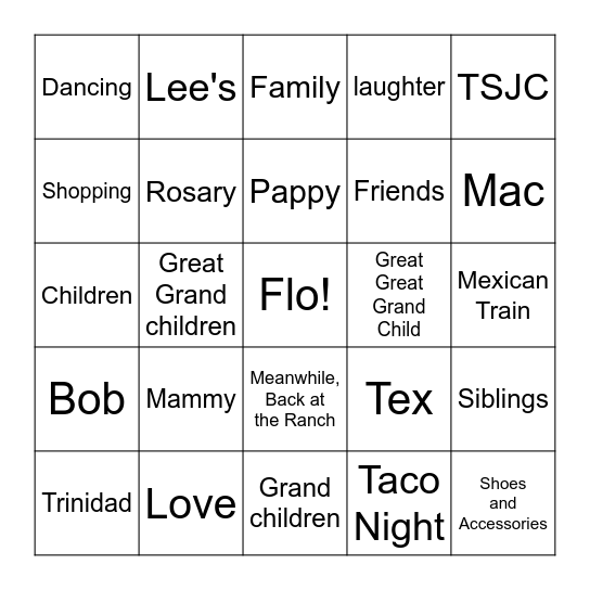 90th Birthday FLINGO Bingo Card