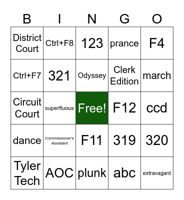 Test BINGO Card