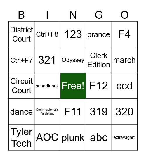 Test BINGO Card